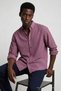 Men's Striped Regular Fit Cherry Linen Shirt - 4