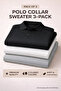 Men's Winter Polo Collar 3-Piece Knit Sweater
