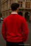 Men's Oversize Winter Red Long Sweater - 3