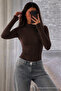 Women's Waist-Fitted Cotton Brown Blouse