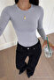 Women's Long Sleeve Crew Neck Slim Fit 3-Piece Blouse - 3