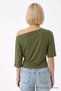 Women's Off-The-Shoulder Cotton Khaki Slim Fit T-Shirt - 5