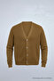 Women's V-Neck Buttoned Loose Caramel Knit Sweater - 6