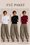 Women's Half-Throat Slim Basic 3-Piece Blouse