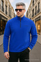 Men's Half Zipper Indigo Slim Fit Fleece Sweatshirt - 5