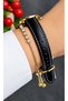 Original 2-Year Warranty, Gold Case with Numbers, Leather Strap, Women's Wristwatch + Bracelet as a Gift - 4