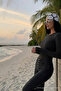 Women's Crew Neck Slim Fit Black Blouse - 4