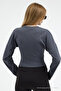 Women's Long Sleeve Smocked Crop Blouse - 6