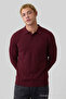 Men's Stylish Wide-Fit Knitted Burgundy Sweater
