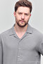 Men's Oversize Shirt Collar Long Sleeve Linen Look Summer Shirt - 6
