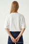 Women's Crew Neck Ecru Oversized T-Shirt - 6