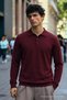 Men's Long Sleeve Regular Fit Burgundy Sweater