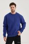 Cobalt Blue Crew Neck Oversize Hooded Basic Men's Sweatshirt - 2