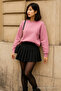 Women's Crew Neck Winter Oversized Pink Sweater - 2