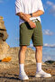 Men's Cotton Casual Loose Khaki Shorts with Pockets - 2