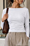 White Color Slim Fit Women's Basic Blouse - 5