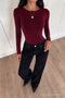 Women's Long Sleeve Crew Neck Slim Fit 3-Piece Blouse - 3