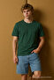 Men's Short Sleeve Comfortable Cotton T-Shirt in Dark Green - 4