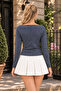 Women's Smoked Slim Fit Bateau Neck Blouse - 3