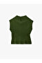 Slim Fit Belted High Neck Sleeveless Blouse with Accessories - 6