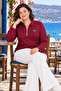 Women's Plus Size Zippered Polo Neck Crystal Fabric Slit Hijab Tunic - 2
