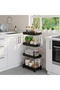 4-Tier Rolling Storage Trolley Cart with Hooks & Wheels Steel Pipes, PP Trays for Kitchen & Bathroom - 3