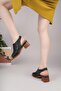 45207 Black Genuine Leather Heeled Women's Sandals - 4