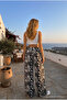 Women's Patterned High Waist Summer Fabric Pants with Elastic Waist - 4