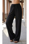 High Waist Loose Fit Linen Blend Pants - 2
