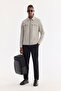 Men's Gray Classic Collar Water Repellent Technical Fabric Seasonal Regular Fit Coat A61Y6004 - 7