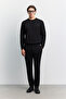 Men's Black Classic Waist Viscose Blended Interlock Relaxed Fit Trousers A62Y3009 - 7