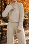 Women's Turtleneck Cotton Striped Pattern Casual Relaxed Two-Piece Set - 4