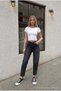 Women's High Waist Stretch Denim Fabric Mom Fit Jeans - 5