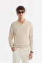Men's Ecru Plain Washed Cotton Elastane Madrid Comfort Slim Fit Jean Trousers A61Y3508 - 2