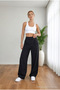 Women's High Waist Lycra Wide Leg Loose Palazzo Pants with Velcro Closure Detail - 2