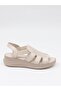 D26Ys 2345 Cream Genuine Leather Women's Sandals - 5