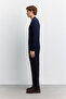 Men's Navy Blue Crew Neck Rayon Blended Regular Fit Sweater B005026 - 4