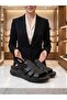 D26Ys 2345 Black Genuine Leather Women's Sandals - 4