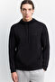Men's Black Hooded Easy-Iron Interlock Regular Fit Sweatshirt B001034 - 5