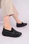 4029 Black Genuine Leather Women's Walking Shoes - 7