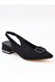 Ceylan 801 Black Satin Buckle Women's Sandals - 6