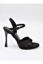 Uraz 700 Black Satin Heeled Women's Sandals - 5