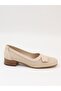 D26Ya 7665 Beige Genuine Leather Heeled Women's Shoes - 5