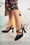 Tam 182 Black Glitter Heeled Women's Sandals