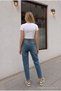 Women's High Waist Stretch Denim Fabric Mom Fit Jeans - 3