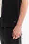 Men's Black Apaj Collar Front Buttoned Soft Touch Short Sleeve Regular Fit Knitwear T-Shirt A61Y5048 - 5