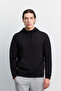 Men's Black Hooded Easy-Iron Interlock Regular Fit Sweatshirt B001034
