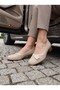 D26Ya 7665 Beige Genuine Leather Heeled Women's Shoes - 3