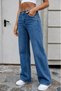 Women's Blue Wide Leg High Waist Jean Pants