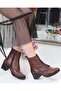 92159 Tan Genuine Leather Winter Women's Boots - 3